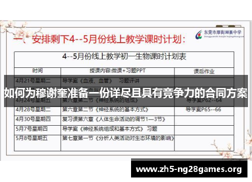 如何为穆谢奎准备一份详尽且具有竞争力的合同方案 如何为穆谢奎准备一份详尽且具有竞争力的合同方案